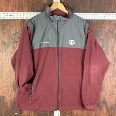 Texas A&M Aggies Columbia Fast Tech Overlay Fleece Jacket Gray Red Mens 2XL NCAA