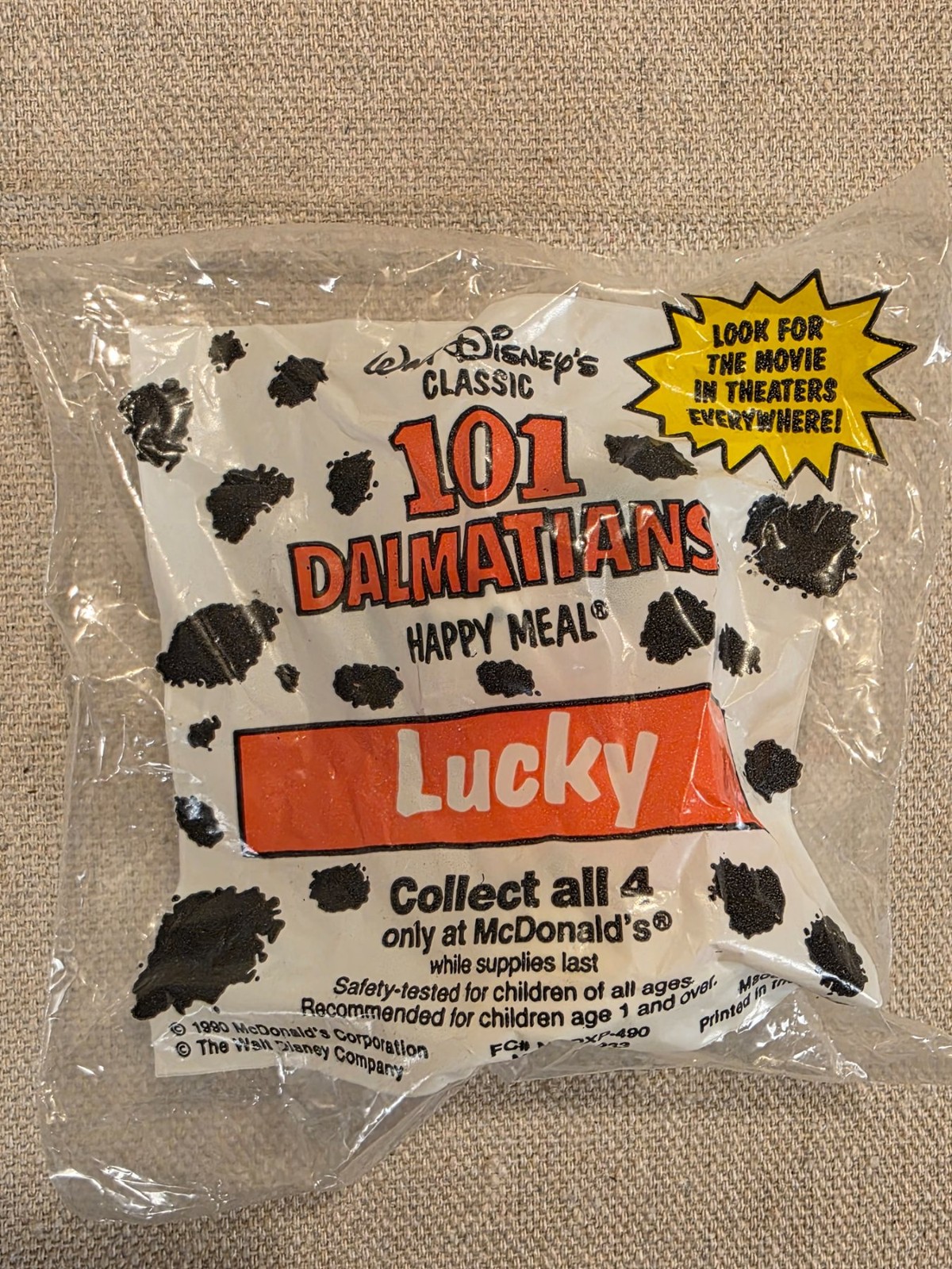 Vintage 1990 McDonald's Disney 101 Dalmatians Lucky Happy Meal Toy NEW