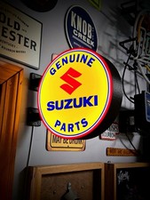 Suzuki Vintage Inspired Led Sign 2 Sided 9 Round Garage Wall Light Decor