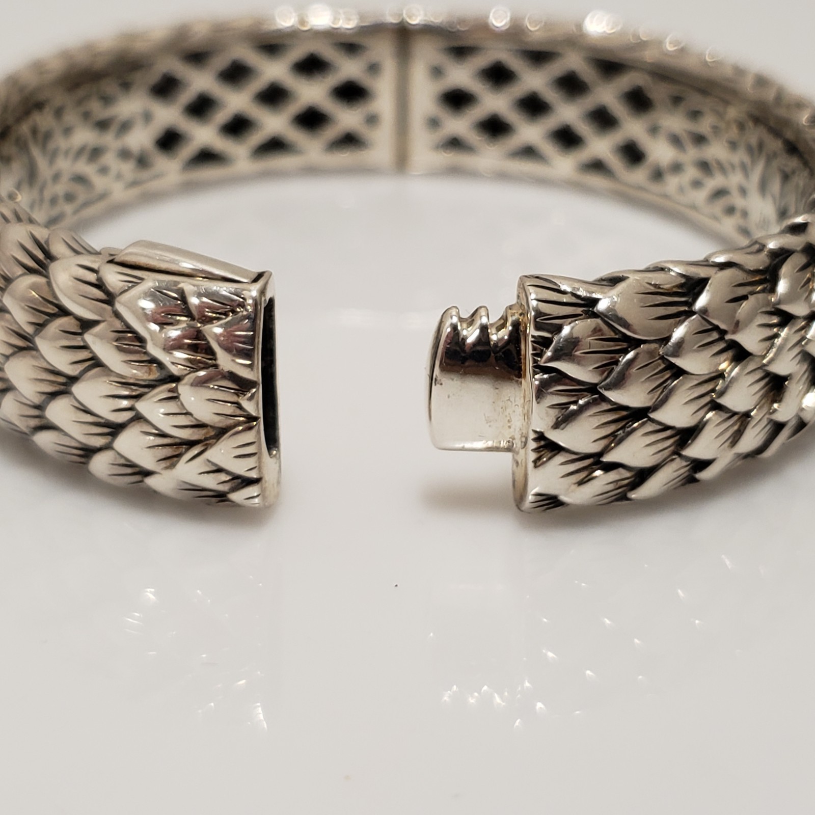 JAI Sterling Silver Peacock Feathers Hinged Bangle Bracelet image 9