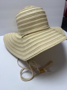 FA Free Authority Woven Straw Wide Brim Hat Chin Cord Adjustable Outdoor