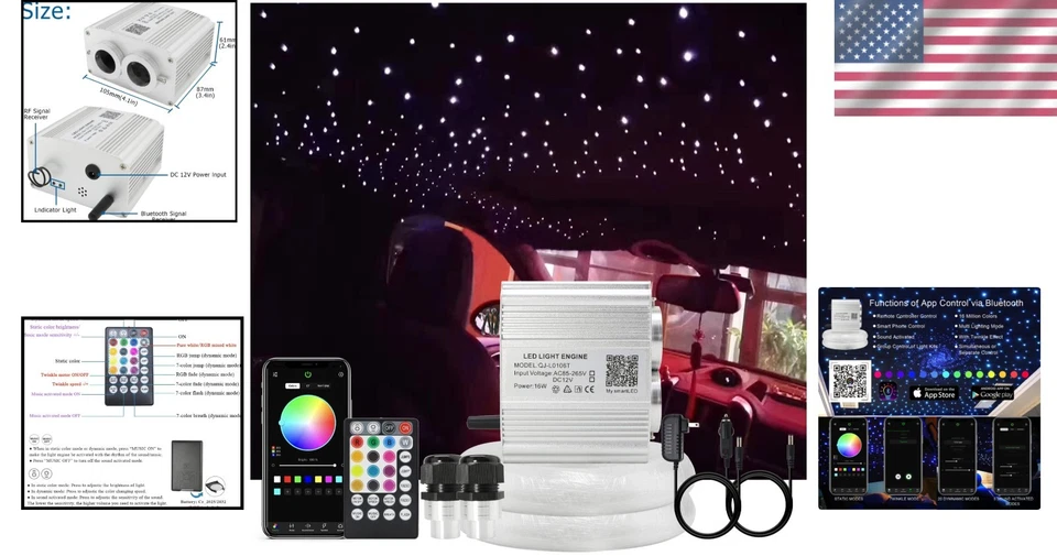 Upgraded Dual Head Fiber Optic Star Ceiling Light - Image 2 of 4