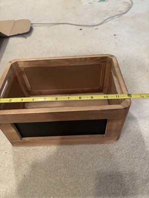 4 Side Chalkboard Crate Natural Wood Wooden Storage Bin