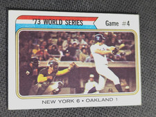 Sharp 1974 Topps #475 1973 World Series Game #4 (A's v. Mets) Baseball Card-EX+