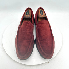 Gucci Men Size EU 41E US 7.5 Red Suede Slip On Penny Loafer Dress Shoes