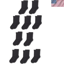 10 Pairs of Unisex Kids Cotton Crew Socks - Comfort  Style in Black