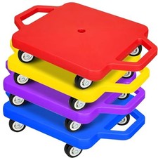 4 Pcs Sports Scooter Board with Handles Sitting Scooter Board Colored Plastic...