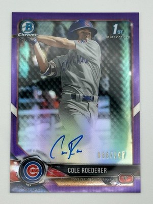 2018 TOPPS CHROME COLE ROEDERER #CDA-CR PURPLE /247 1ST BOWMAN AUTO ON-CARD