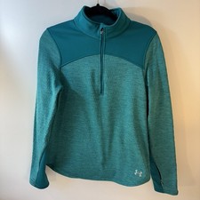 Under Armour Cold Gear Teal 1/4 Zip Pullover Jacket Women s Medium Athleisure