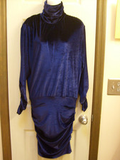 Ronny Kobo Dark Blue Velvet Dress New c/Price Tag of $398.00 Size Small