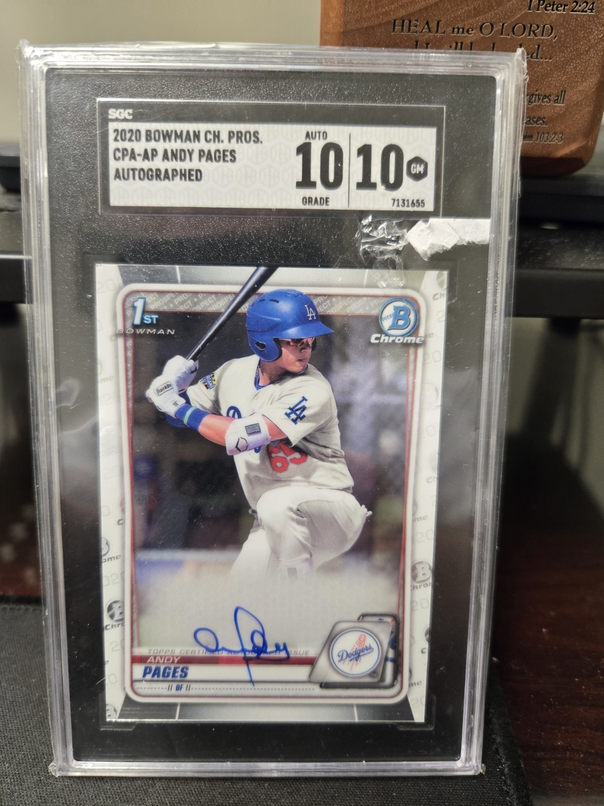 2020 Bowman Chrome Prospects Autographs Andy Pages #CPA-AP (AU, RC) SGC 10/10