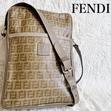 Fendi Women Pecan Zucca Pattern Box Shoulder Bag Pvc Leather Limited Edition VHT