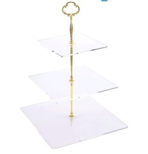 Jusalpha 3 Tier Acrylic Square Cupcake Stand, Dessert Display Tower