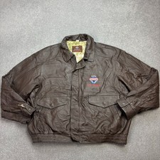 Leather Flying Jacket Adult XXL 2XL Brown Bomber Aviator Military Flight Mens