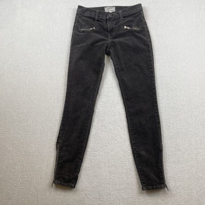 Current Elliott Soho Zip Stiletto Corduroy Pants 25 Gunmetal Skinny Ankle 27x26
