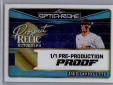 Jace Laviolette 2025 Leaf Optichrome Baseball 1/1 Pre Production Proof