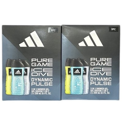 2 Adidas Pure Game Ice Dive Dynamic Pulse Gift Sets Shower Gels Cologne Spray