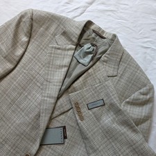 Canali 1934 NWT Oatmeal Beige Check Wool and Silk Knit Sport Coat 48R/58R