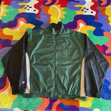 Vintage FILA Windbreaker Jacket Men’s Large Green Black Zip Streetwear Hipster