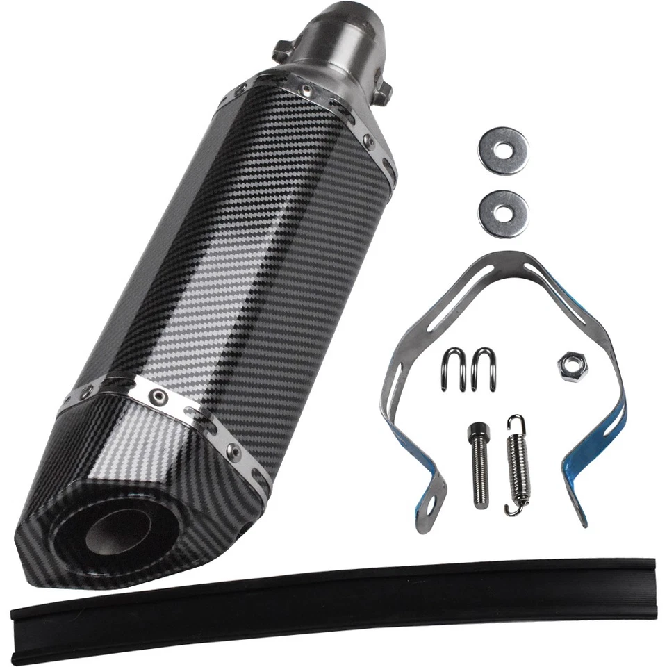 Выхлопная труба из углеродного волокна 370 мм для мотоциклов/ATV (51 мм универсальная) - Изображение 2 из 4