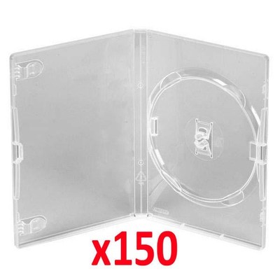 150 OFFIZIELLE transparente DVD-Hülle Ersatzhülle UK 14 mm für 1 Disc UK neu VERSIEGELT