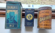 boîte en tôle ancien banania riz, cacao aiguebelle, s.a.de faam Breda (olanda)