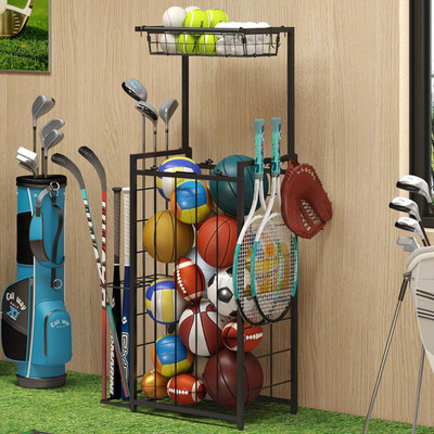 Sports Equipment Organizer, Small Garage Ball Storage Rack with Elastic Straps a