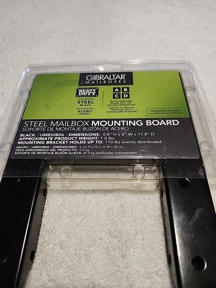 Gibraltar Mailboxes Steel Mailbox Mounting Board .8 H 6 W 11.8 D BlackNew - Image 2 of 4
