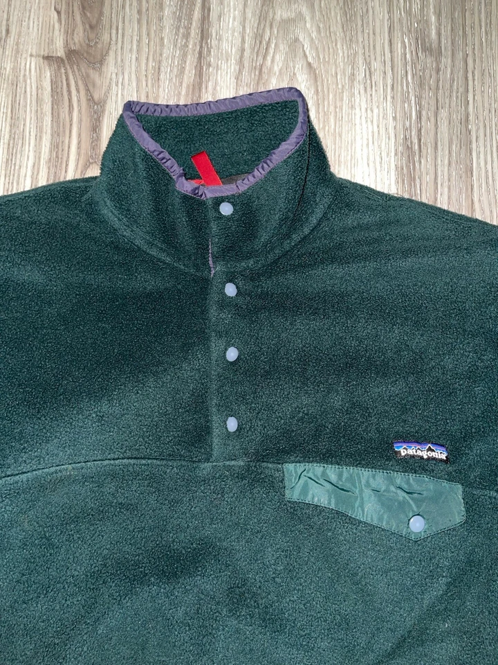 Patagonia Synchilla 1991 verde/púrpura Snap-T polar - talla grande, hecho en Jamaica Foto 2 de 4