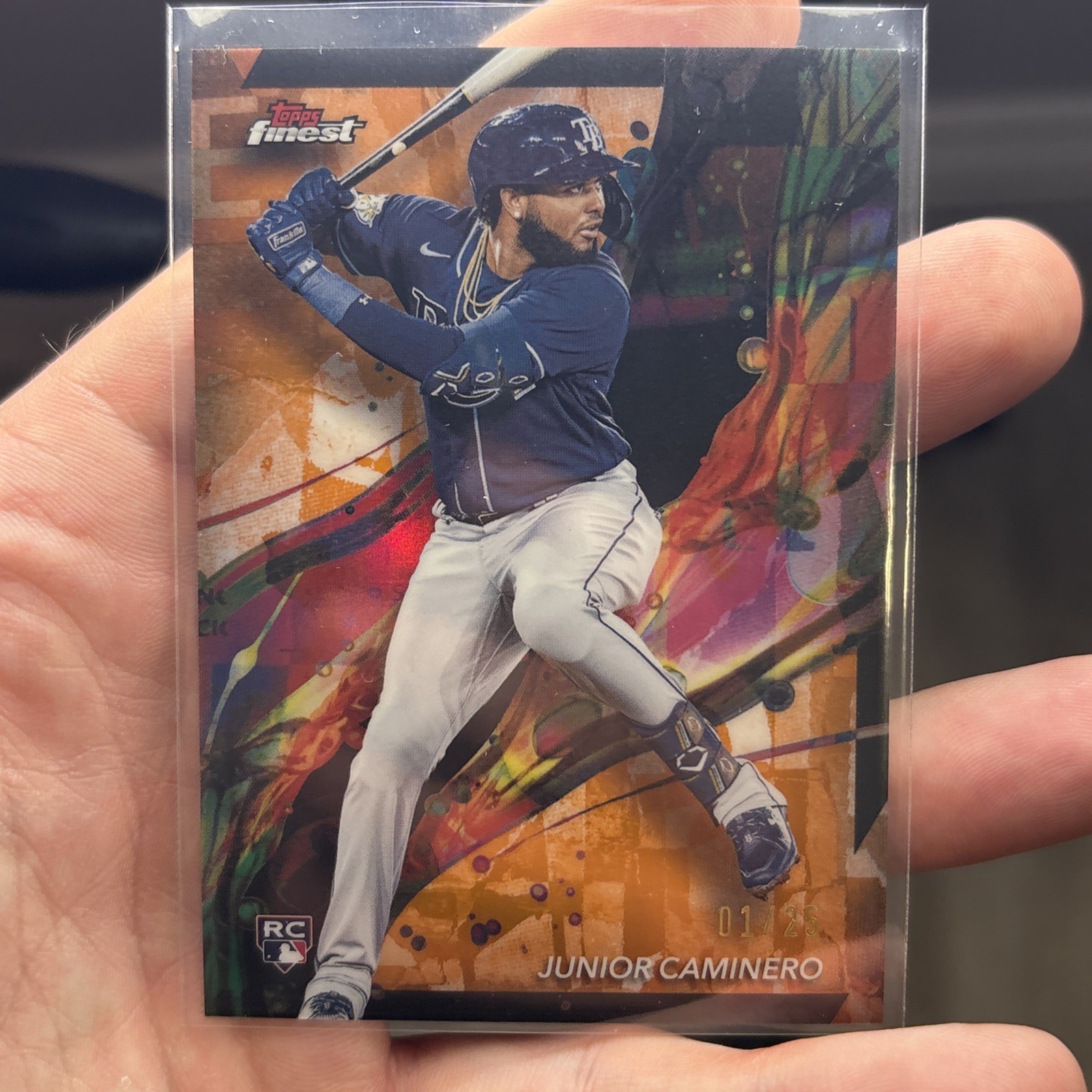 2024 Topps Finest Junior Caminero #24 Orange Refractor 1/25 Pack Fresh 🔥 