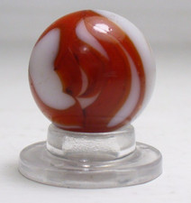 1076 Vintage WV Swirl Marble White base with Red Swirls. CAC Alley.