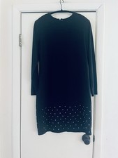 VTG 80s Whimsigoth Punk Studded Black Shift Retro Cotton Grunge Mod Dress L