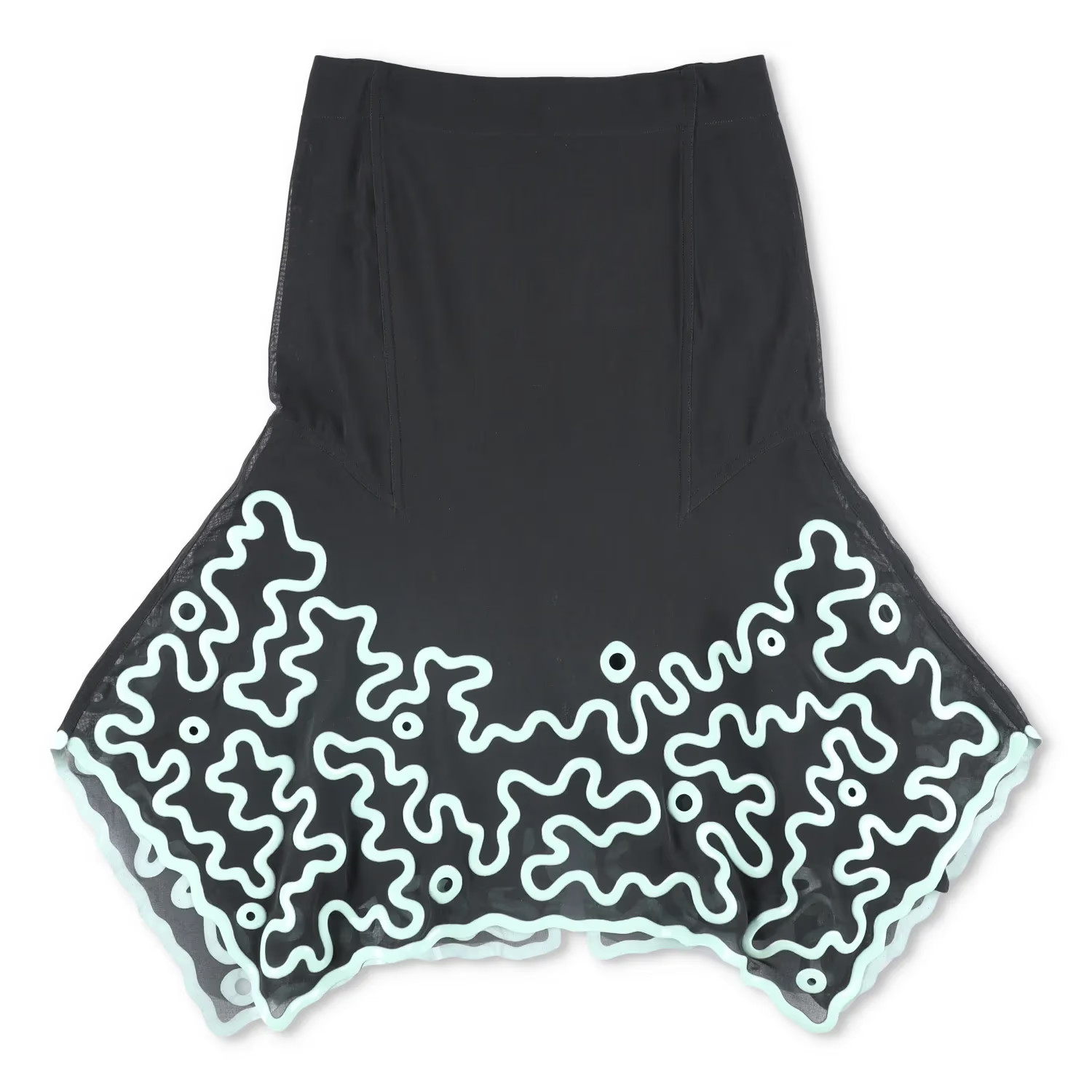 BOTTEGA VENETA Womens Skirt High Waist Asym. Embroidered Flare Green 40 RRP 3905