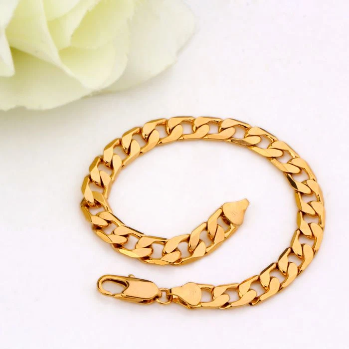18K Gold Filled Curb Chain Bracelet B 295 eBay