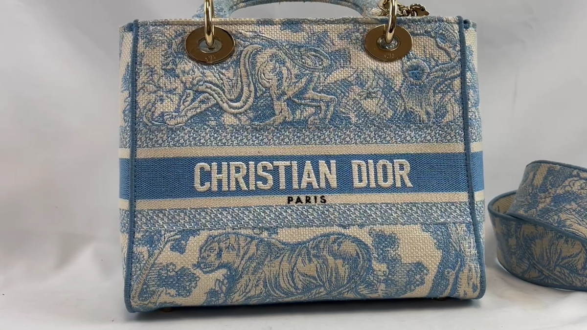 ☆ヴィンテージ☆DIOR☆ LADY D-LITE トートバッグ Christian Dior Toile de Jouy Lady D-Lite Bag Embroidered