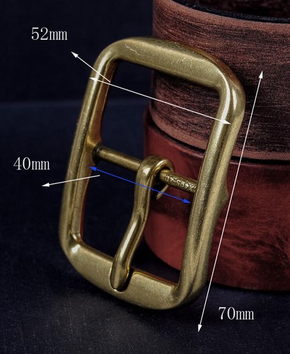 Heavy Brass Classic Center Bar Pin Belt Buckle for Leather Belt Fit 40mm Strap - Picture 2 of 10