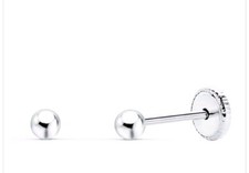 Orecchini Oro 18K 750 Mls. Oro Bianco. Chiusura A Vite. Palla Liscia 3 MM.