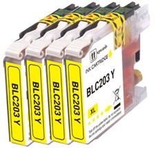 4 PK YELLOW Premium Ink fits Brother LC203 MFC-J480DW MFC-J5320DW MFC-J4320DW