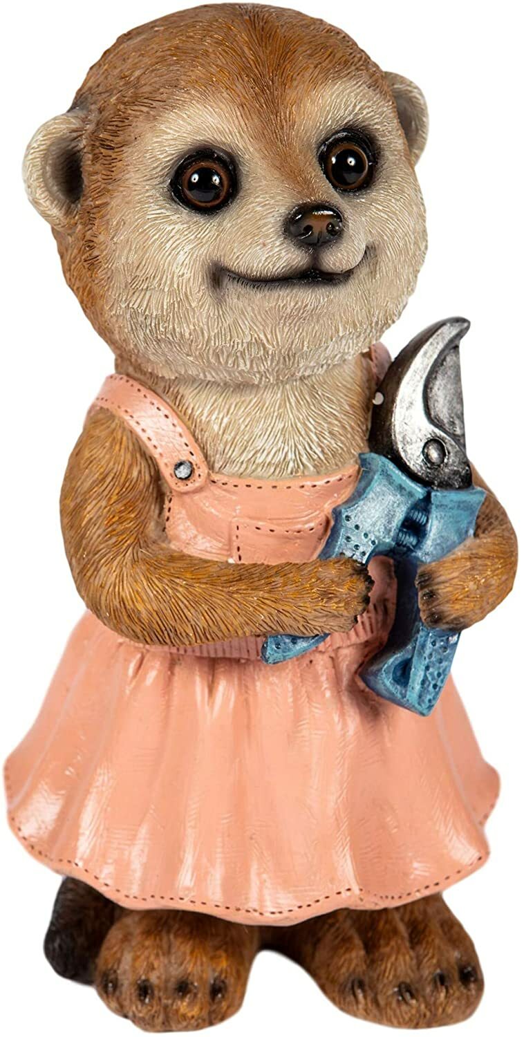 Girl Gardening Meerkat Ornament Garden Home Resin Statue Lifelike Jungle Theme