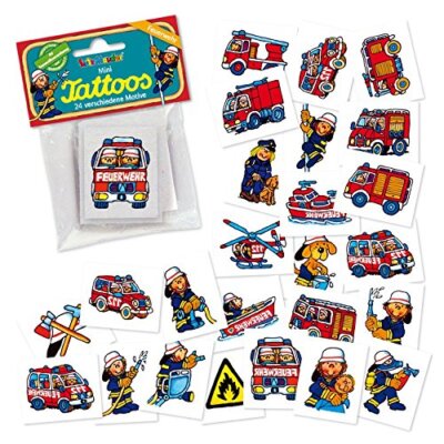 Benny Brandmeister Mini Tattoo Set Feuerwehr Kindergeburtstag Mitgebsel Deko Set
