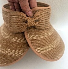 NEW MAGID HAT Straw Sun VISOR Floppy Beach Roll Up WIDE BRIM PACKABLE Travel