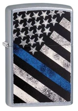 Zippo Windproof Lighter With American Flag, Blue Line Flag, 29551, New In Box