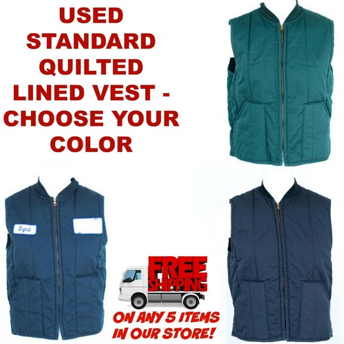 Used Quilted Lined Work Vest GRAY, GREEN, NAVY Cintas, Unifirst, RedKap, G&K