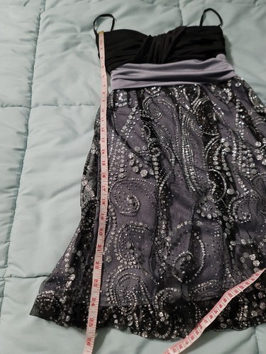 A. Byer Sleeveless Black/Silver Mini Dress Juniors 13 - Picture 11 of 11