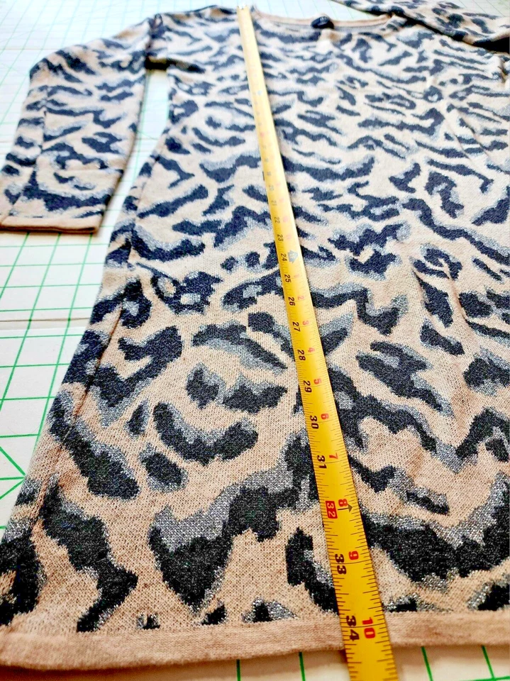 ANA (a.n.a.) Vestido Suéter Tejido Leopardo Animal Mangas Largas Beige Funda Grande Foto 2 de 4