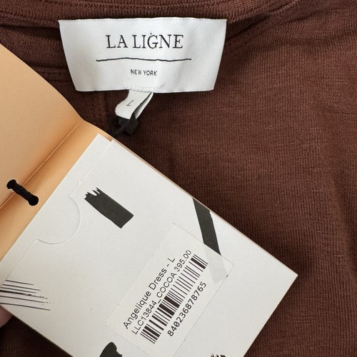 LA LIGNE Angelique Dress Size Large Cocoa Brown NWT Knit Fit Flare Twist - Picture 7 of 10