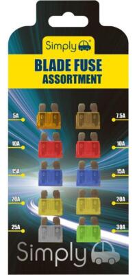 Kit Fusibili A Lama Mini Per Auto Tek Automotive - 10 Pezzi Da 5A A 30A, Codificati A Colori, Per Auto, Moto E Camper