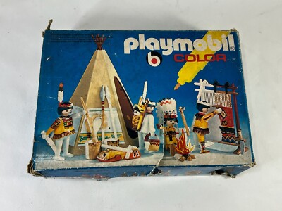 PLAYMOBIL COLOR 3621 INDIAN CAMP APACHE Indianer mit Wigwam Vintage NICHT KOMPLETT