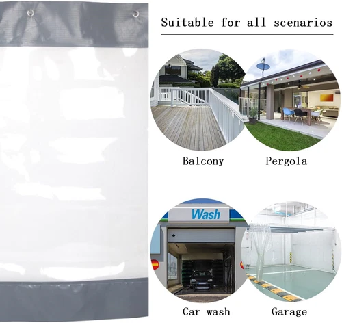Outdoor Klar PVC Plane Vorhang Wasserdicht Schwerlast Terrasse Regenfest Vorhang USA - Bild 14 von 25