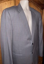 BELVEST Gray Super 150  s Wool 2-Button Blazer Blue Red Pinstripe Italy 56 / 46